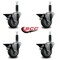 Service Caster 3.5'' Gray Poly Swivel 1'' Expanding Stem Caster Set with Brake, 4PK SCC-EX20S3514-PPUB-PLB-1-4 - alternate 3